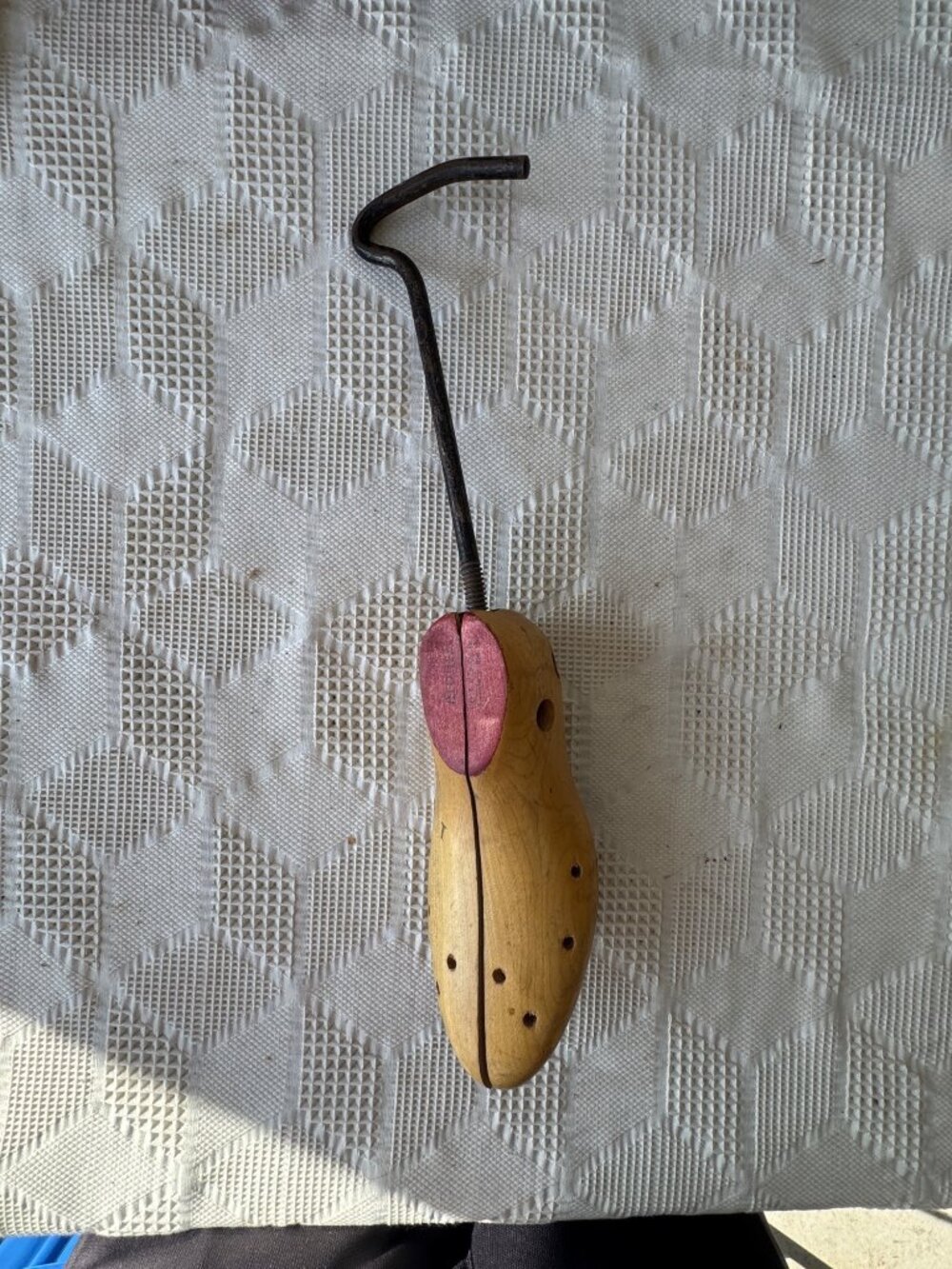 Redhead O A Miller Co Wooden Shoe Stretcher Form w Metal Handle Vintage Cobbler